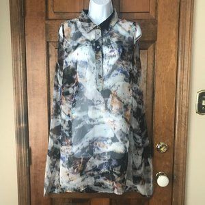 Collection Sheer Abstract Earth Tones Blouse Tunic Size 22